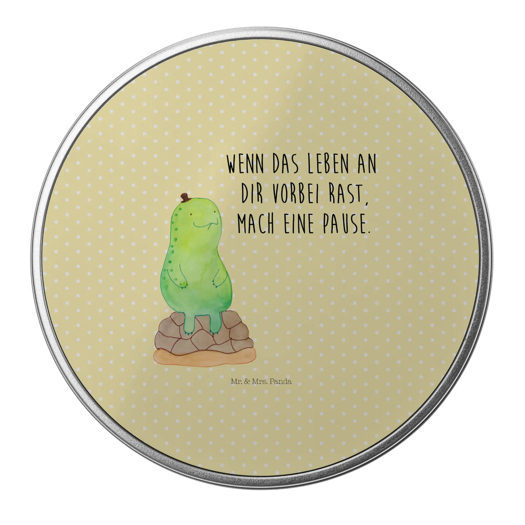 okrągła puszka z blachy żółw Przerwa Skałka