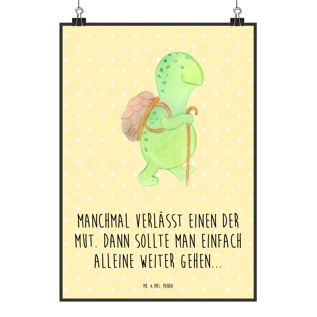 Plakat żółw Wędrowiec Kunstdruck, Designposter, Mr. & Mrs. Panda Poster, Kinderposter, Wandposter, Wanddeko, Wanddeko Bild, Posterdruck, Handgemaltes Poster, Poster, Bild, Raumdekoration, Küchenposter, Wanddekoration, Schildkröte, Motivationssprüche, Neuanfang, Motivation, Schildkröten, Motivationsspruch