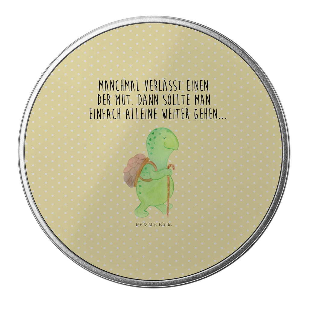 okrągła puszka z blachy żółw Wędrowiec Skałka