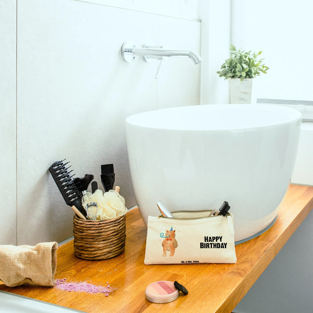 torebka na makijaż Niedźwiedź urodziny beauty tasche, aufbewahrungstasche, Etui, Kulturtasche, Kosmetikbeutel, Waschbeutel, Mäppchen, utensilientasche, Kulturbeutel, pencil case, Kosmetiktasche, aufbewahrungsbeutel, Federmappe, Schminkbeutel, kosmetiktäschchen, beauty case, Schminktäschchen, Stiftemäppchen, Waschtasche, toiletry bag, Schminktasche, Schlampermäppchen, pinsel tasche, Bär, Teddybär, Teddy, Happy Birthday, Glückwunsch, Geburtstag, Alles Gute