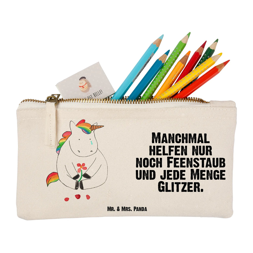 torebka na makijaż Jednorożec Smutny Stiftemäppchen, pinsel tasche, Kosmetiktasche, toiletry bag, Schminkbeutel, Mäppchen, Schminktasche, Etui, Schlampermäppchen, Kosmetikbeutel, Federmappe, Schminktäschchen, aufbewahrungstasche, pencil case, Kulturbeutel, utensilientasche, beauty case, Waschbeutel, kosmetiktäschchen, aufbewahrungsbeutel, beauty tasche, Waschtasche, Kulturtasche, Einhörner, Unicorn, Einhorn, Einhorn Deko, Grußkarte, Trösten. Freundschaft, Trauer, Freunde, Liebe, Blume, Glitzer