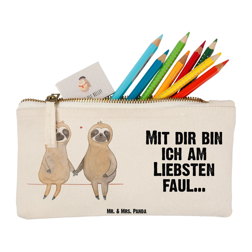Make-up bag sloth pair toiletry bag, beauty case, Schlampermäppchen, Kosmetiktasche, Kulturtasche, beauty tasche, Kulturbeutel, Schminkbeutel, aufbewahrungstasche, kosmetiktäschchen, utensilientasche, Federmappe, Mäppchen, Kosmetikbeutel, pinsel tasche, Schminktasche, Stiftemäppchen, Waschbeutel, aufbewahrungsbeutel, Etui, pencil case, Schminktäschchen, Waschtasche, Faultier, Faultier Geschenk, Faultier Deko, Faultierpärchen, Liebespaar, Faultiere, Relaxen, Verlobt, Beziehung, faul, Faultierliebe, Gemeinsam, Liebe, Pärchen, Verliebt, Langsamkeit, Lieblingstier