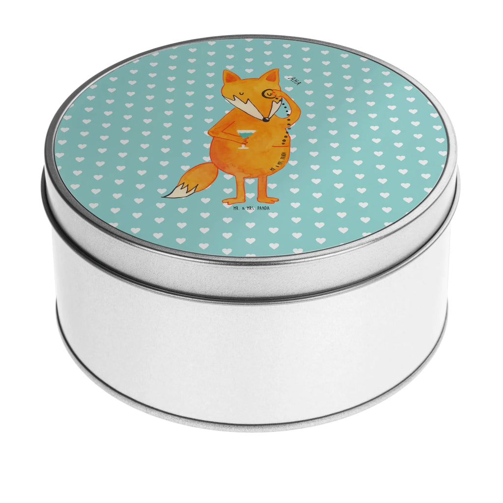 Round tin Fox lord gift box, tin, storage tin, tin can, storage, cookie tin, fox, foxes, forest wildlife, clever as a fox, animal lover, problem solving, words of consolation, saying funny, motivation saying, lovesickness gift