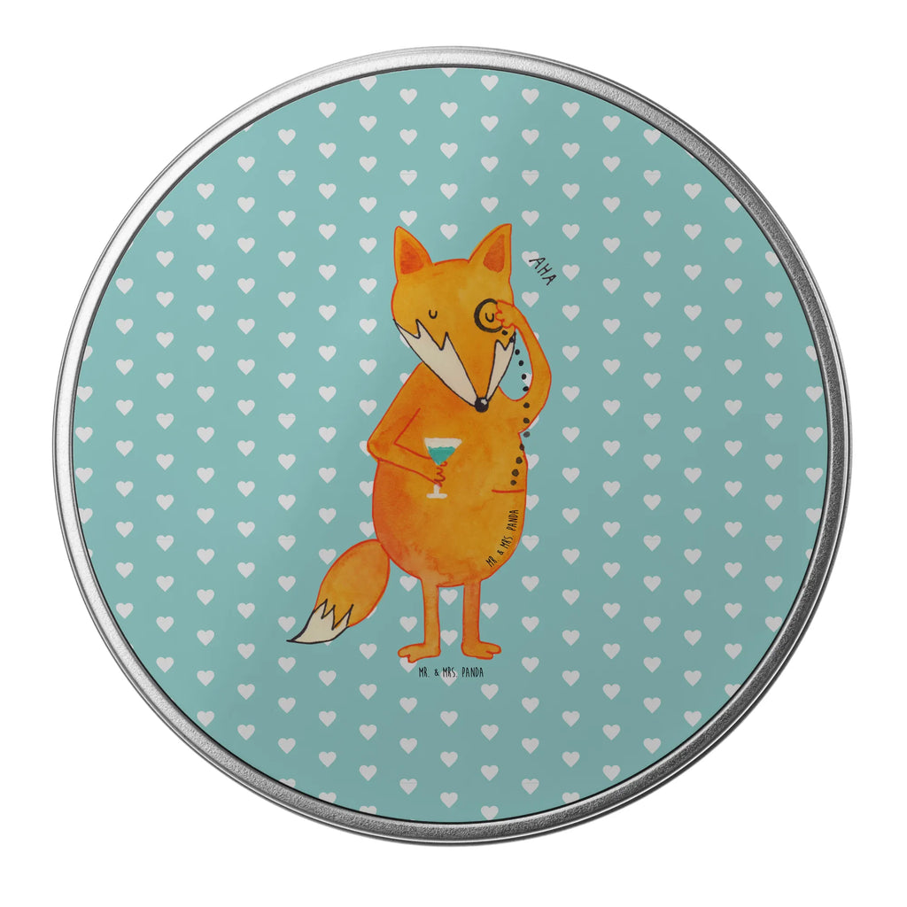 Round tin Fox lord gift box, tin, storage tin, tin can, storage, cookie tin, fox, foxes, forest wildlife, clever as a fox, animal lover, problem solving, words of consolation, saying funny, motivation saying, lovesickness gift