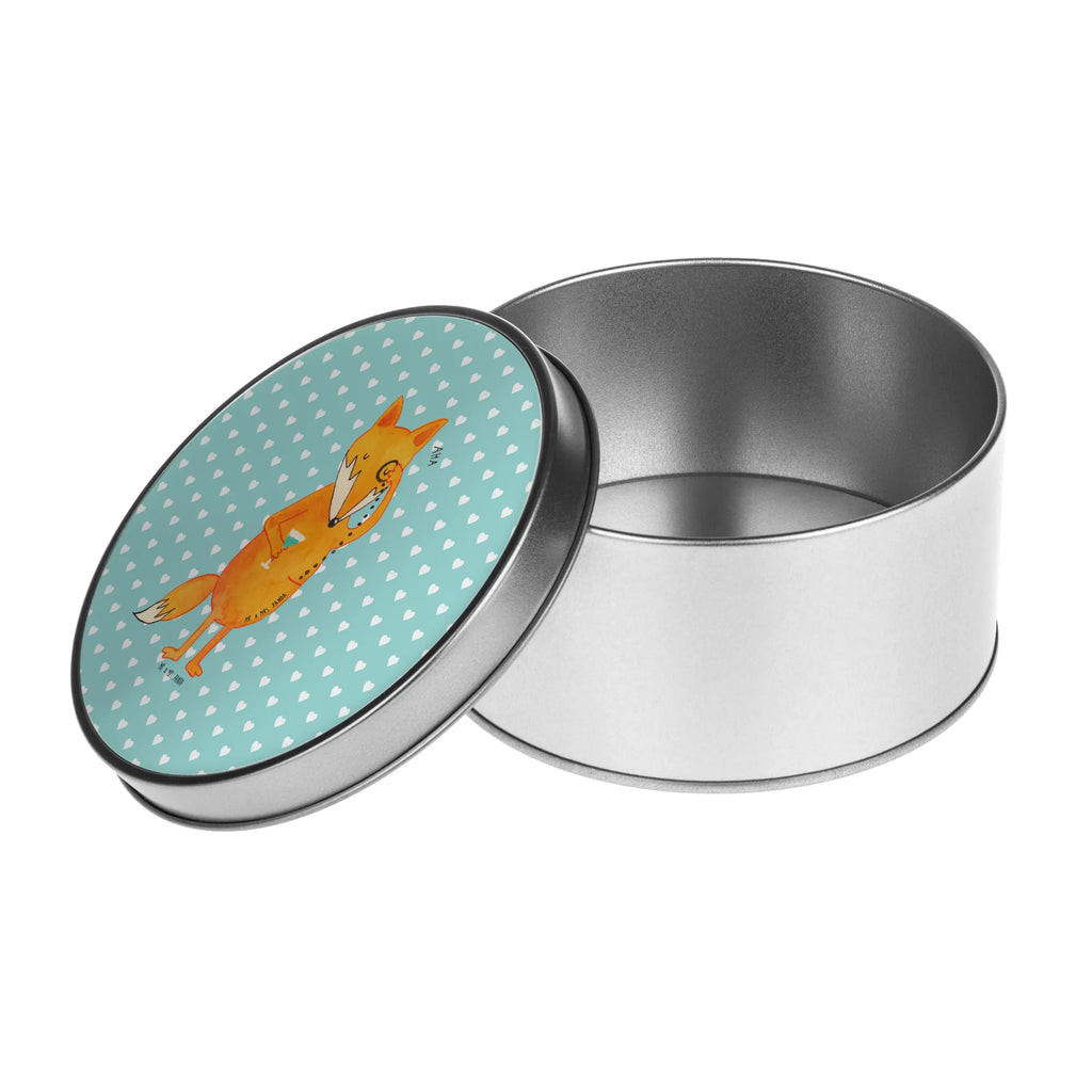 Round tin Fox lord gift box, tin, storage tin, tin can, storage, cookie tin, fox, foxes, forest wildlife, clever as a fox, animal lover, problem solving, words of consolation, saying funny, motivation saying, lovesickness gift