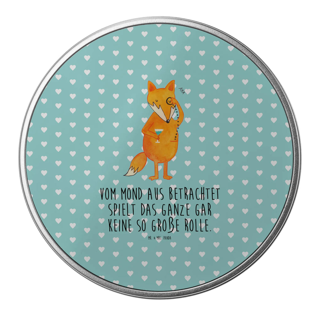 Round tin Fox lord gift box, tin, storage tin, tin can, storage, cookie tin, fox, foxes, forest wildlife, clever as a fox, animal lover, problem solving, words of consolation, saying funny, motivation saying, lovesickness gift