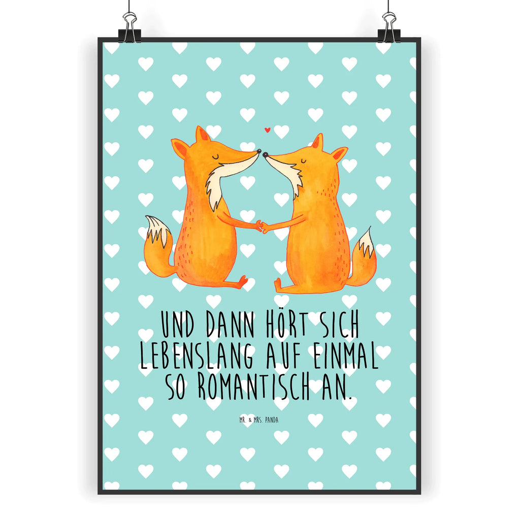Poster Füchse Liebe Bild für Wand, wandkunst, Wandbild, Wandposter, Wanddekoration, Wanddeko Bild, kunstposter, kunstdruck poster, wanddeko, Kunstdruck, Poster, Posterdruck, Deko Bild, Bild, drucke, Designposter, Mr. & Mrs. Panda Poster, kunst für die wand, Wandschmuck, wanddruck, Plakat, grafikposter, Fuchs, Freundin, Ehemann, Füchse, Partner, Verlobte, Ehe, Ehefrau, Fox, Liebesbeweis, Liebespaar, Freund, Liebe, Paar