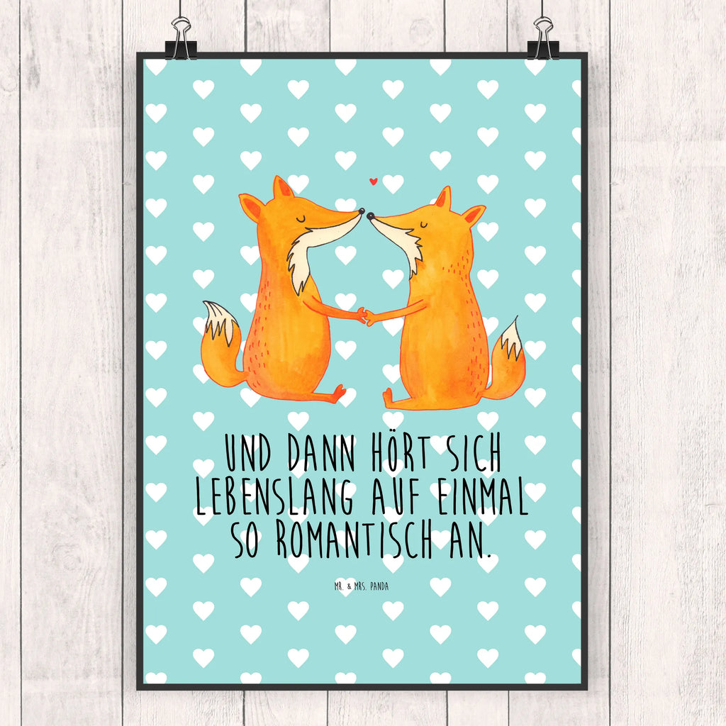 Poster Füchse Liebe Bild für Wand, wandkunst, Wandbild, Wandposter, Wanddekoration, Wanddeko Bild, kunstposter, kunstdruck poster, wanddeko, Kunstdruck, Poster, Posterdruck, Deko Bild, Bild, drucke, Designposter, Mr. & Mrs. Panda Poster, kunst für die wand, Wandschmuck, wanddruck, Plakat, grafikposter, Fuchs, Freundin, Ehemann, Füchse, Partner, Verlobte, Ehe, Ehefrau, Fox, Liebesbeweis, Liebespaar, Freund, Liebe, Paar