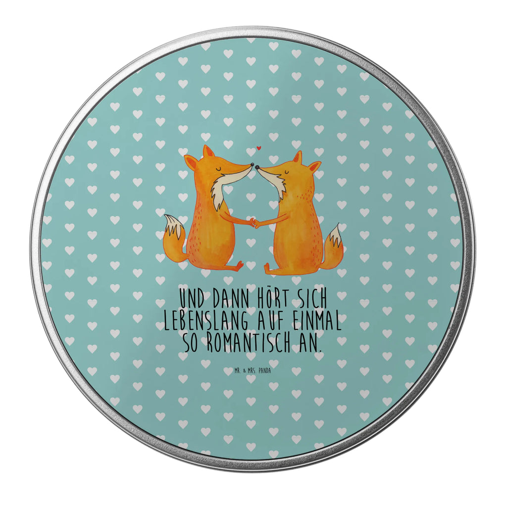 Round tin foxes Love storage, tin can, cookie tin, storage tin, tin, gift box, fox, foxes, forest wildlife, clever as a fox, animal lover, wife, marriage, husband, partner, fiancée, boyfriend, love, lovers, girlfriend, couple, proof of love