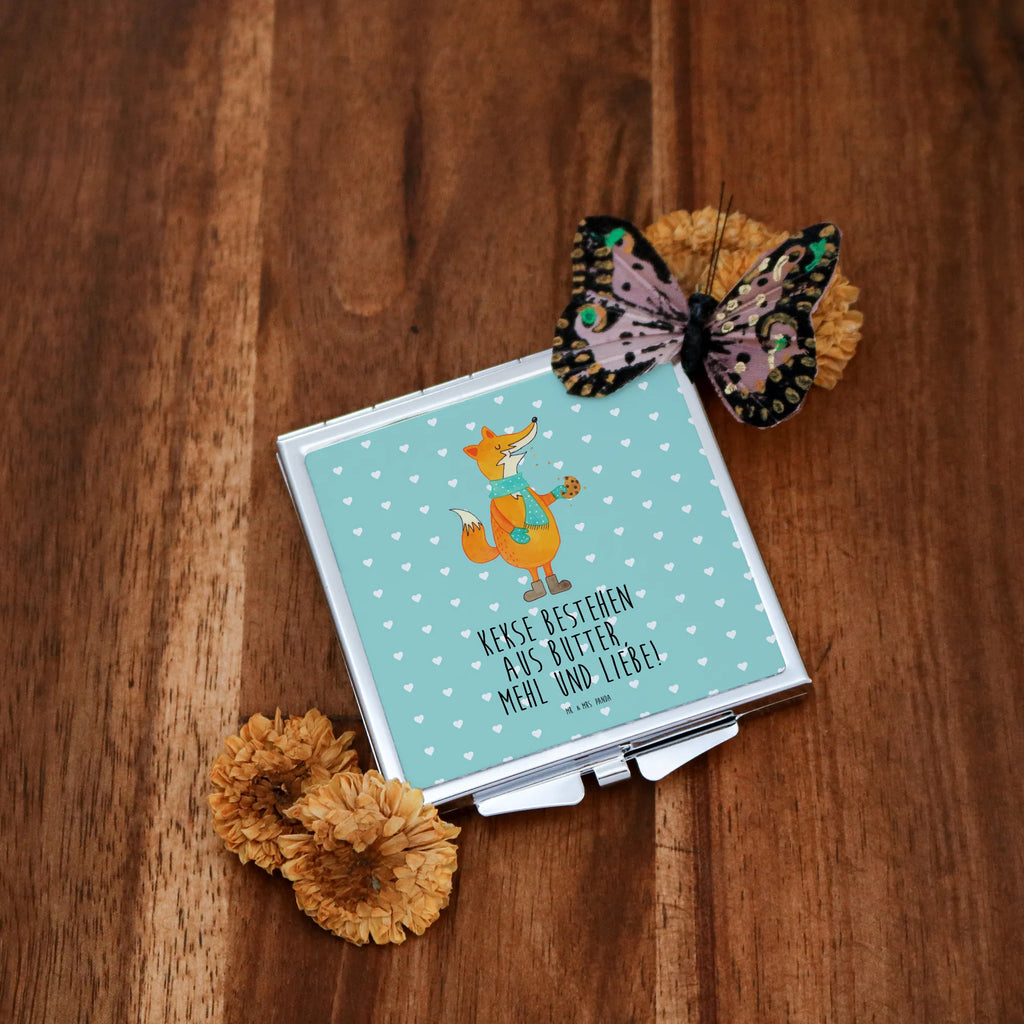 Kwadratowe lusterko do torebki lis ciasteczko Lis