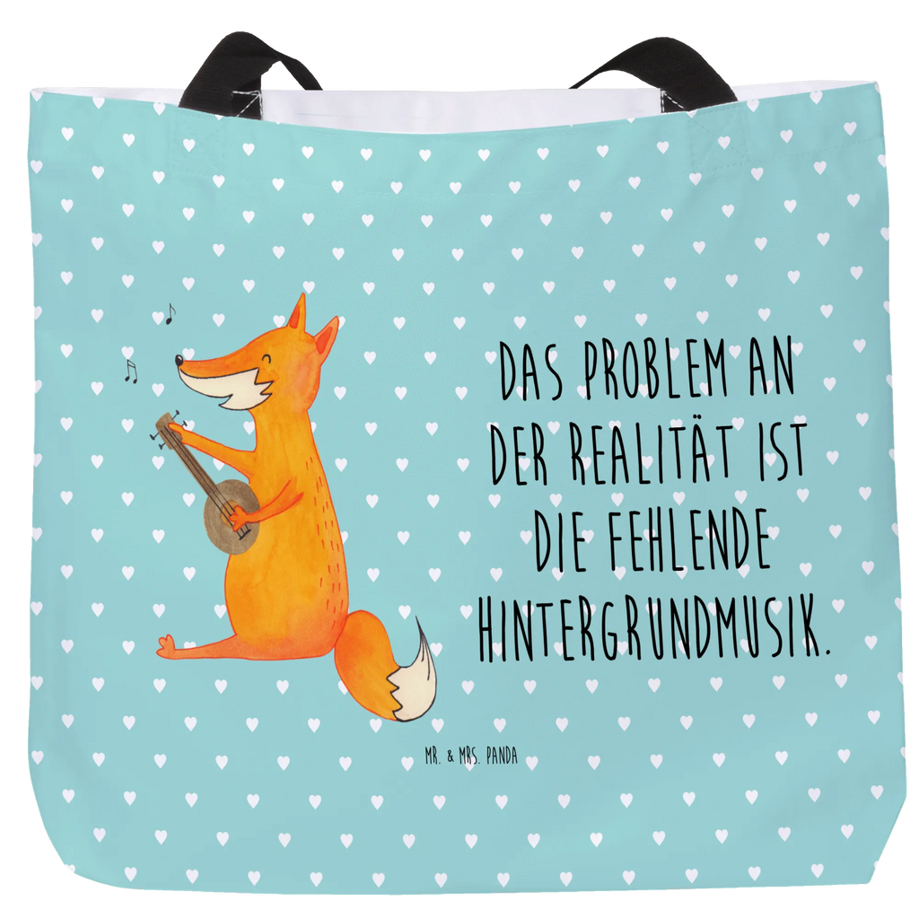 Shopper Fox guitar Alltagstasche, Tragebeutel, XL, Stofftasche, Freizeittasche, Schulbeutel, Shopper, Schultertasche, Beutel, Einkaufstasche, Strandtasche, Schultasche, Tüte, Einkaufsbeutel, XXL Tasche, Ausflug, Fuchs, Gitarre, Musik Spruch, Geschenk Musiker, Musikerin, Sänger, Sängerin, Füchse