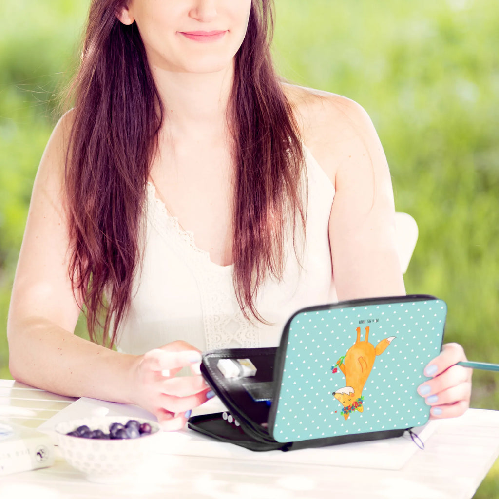 Leather folder Fox Flower child, pencil case, pupil, gift, enrolment, school, pen roll, motif, pencil bag, primary school, fox, foxes, forest wildlife, clever as a fox, animal lover, love, me, proof of love, joy, motivation, fox girl, flower, flower girl, girlfriends, girlfriend, self-love, flowers