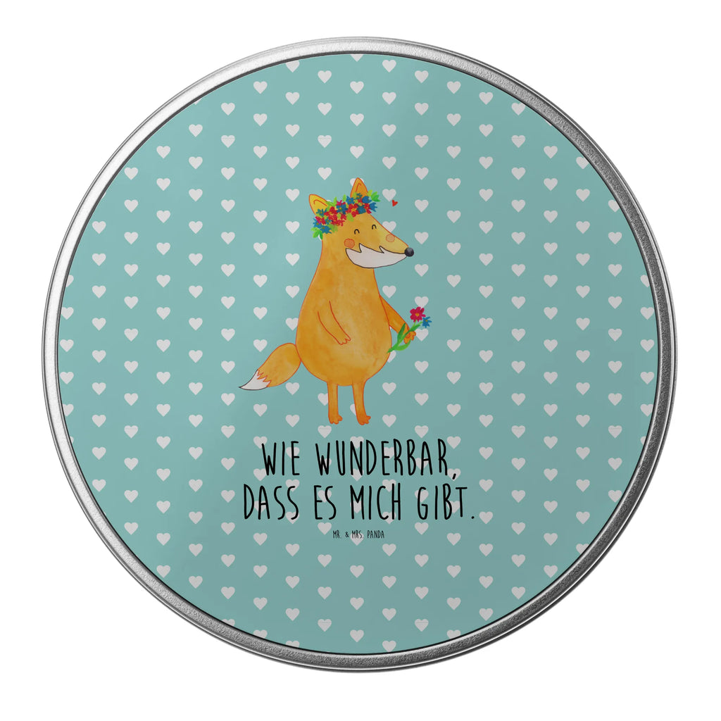 Round tin Fox Flower gift box, cookie tin, storage tin, storage, tin can, tin, fox, foxes, forest wildlife, clever as a fox, animal lover, me, flower girl, motivation, joy, girlfriend, flowers, fox girl, girlfriends, love, flower, self-love, proof of love