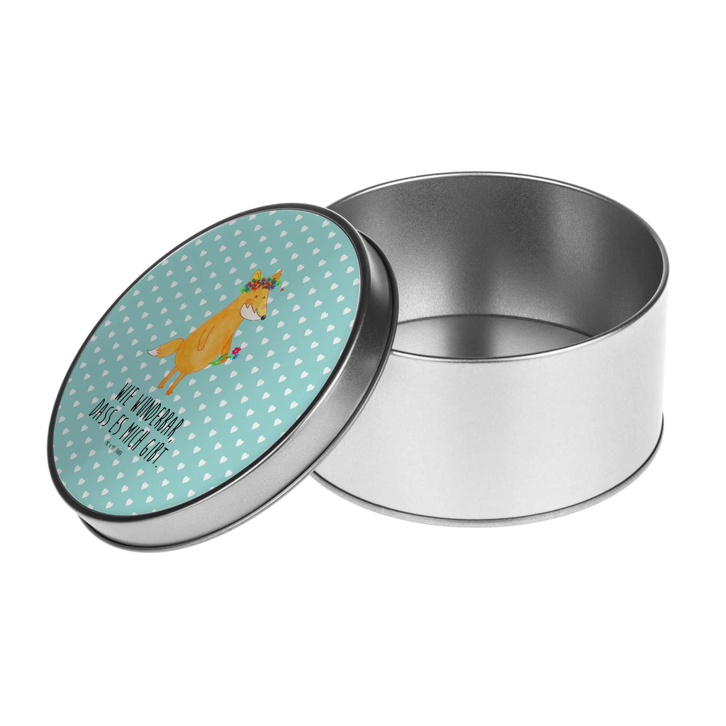 Round tin Fox Flower gift box, cookie tin, storage tin, storage, tin can, tin, fox, foxes, forest wildlife, clever as a fox, animal lover, me, flower girl, motivation, joy, girlfriend, flowers, fox girl, girlfriends, love, flower, self-love, proof of love