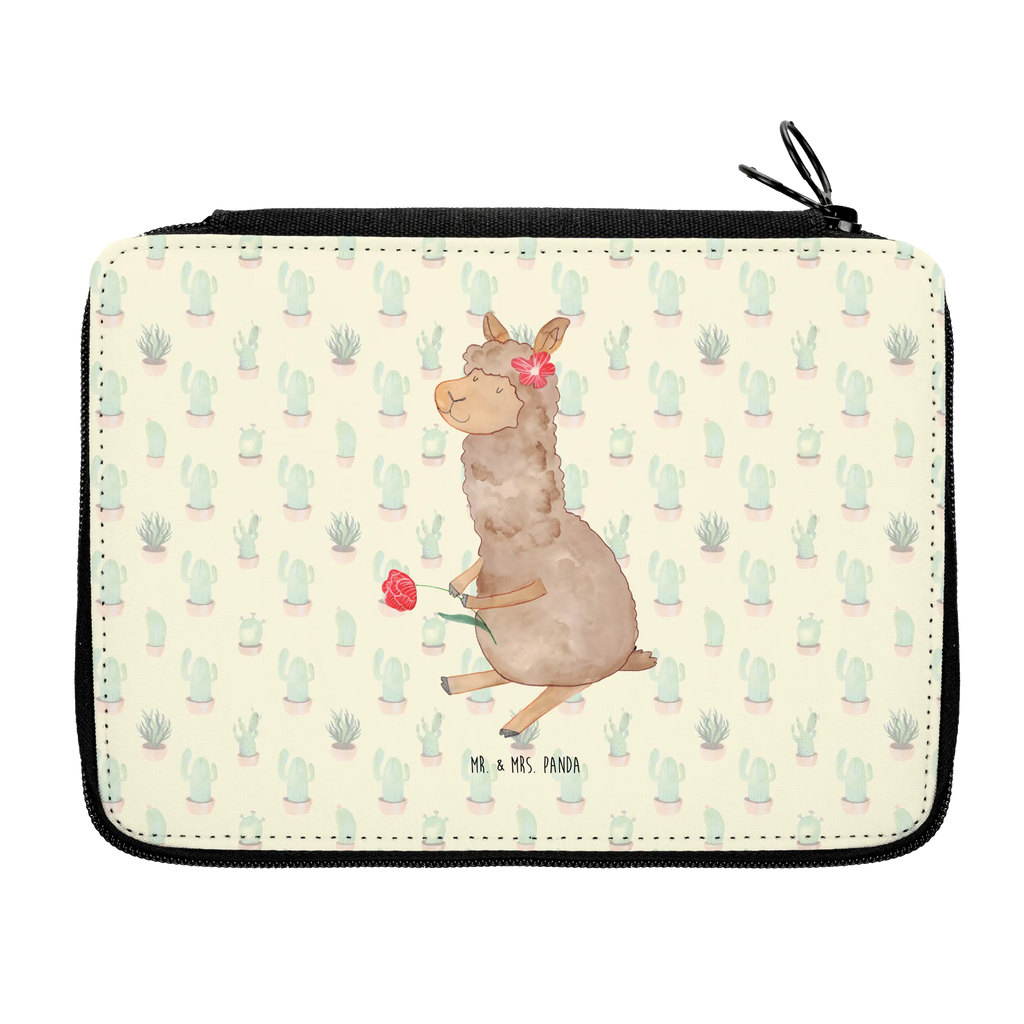 Leather folder alpaca flower school, pencil case, pupil, primary school, child, motif, pencil bag, gift, pen roll, enrolment, alpaca, llama, pako, camel, Peru, animal, favourite animal, Alpaca, llamas, flower