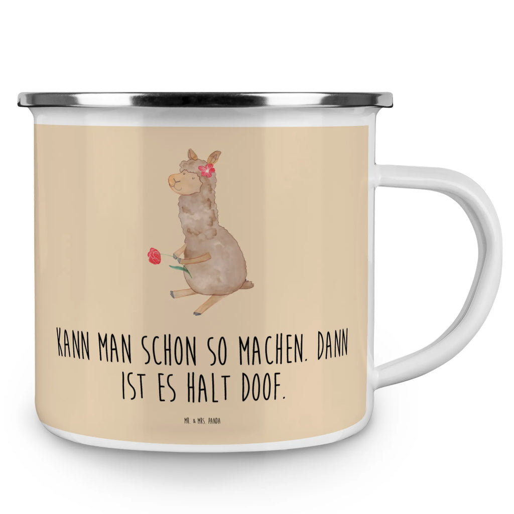 Kempingowy kubek emaliowany alpaka kwiat Alpaka, Lama