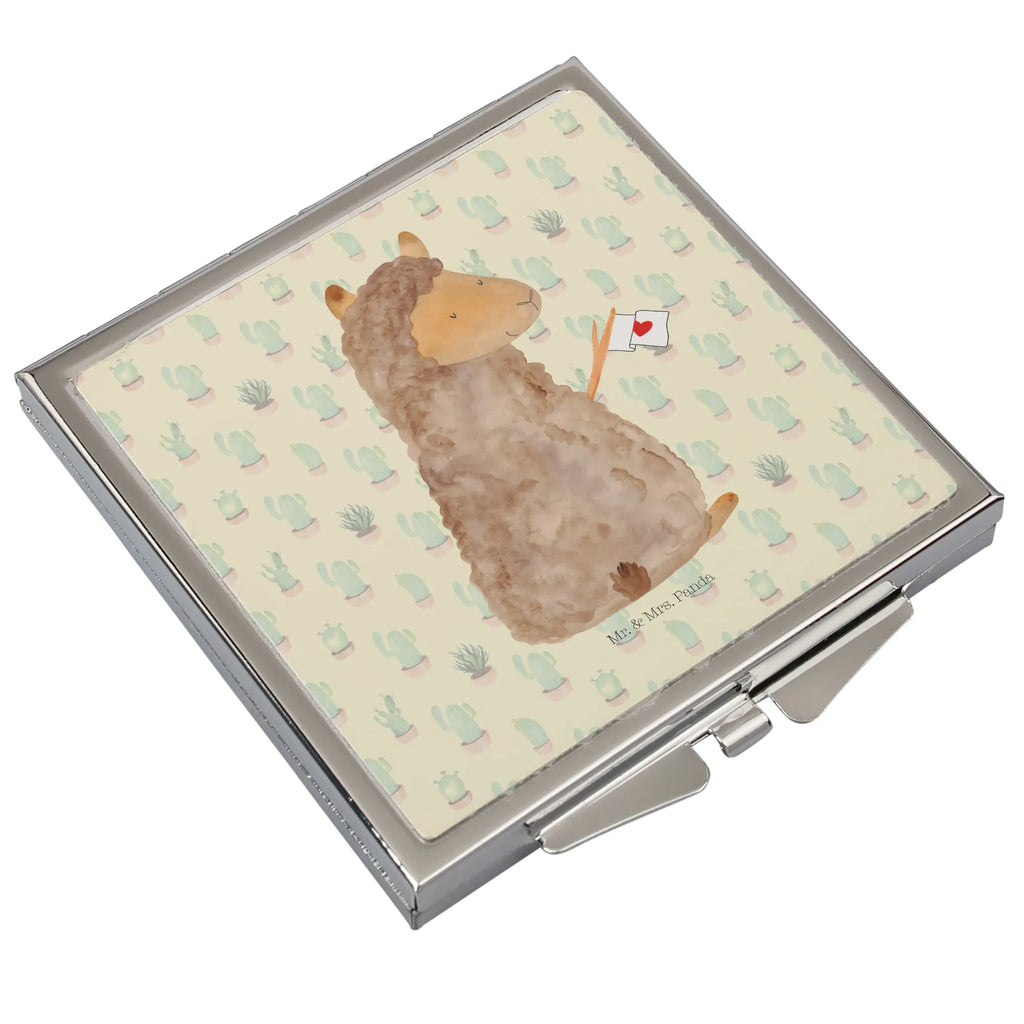 Handbag mirror alpaca banner make-up mirror, mirror, handbag, square, silver, make up, alpaca, llama, pako, camel, Peru, animal, favourite animal, Alpaca, alpacas, love, llamas