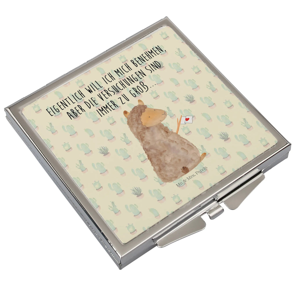 Handbag mirror alpaca banner make-up mirror, mirror, handbag, square, silver, make up, alpaca, llama, pako, camel, Peru, animal, favourite animal, Alpaca, alpacas, love, llamas