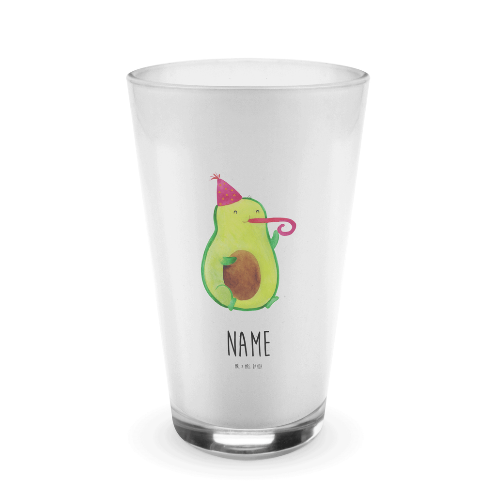Personalisiertes Glas Avocado Partyhupe Bedrucktes Glas, Glas mit Namen, Namensglas, Glas personalisiert, Name, Bedrucken, Avocado, Veggie, Vegan, Gesund, Party, Feierlichkeit, Feier, Fete, Geburtstag, Gute Laune, Tröte