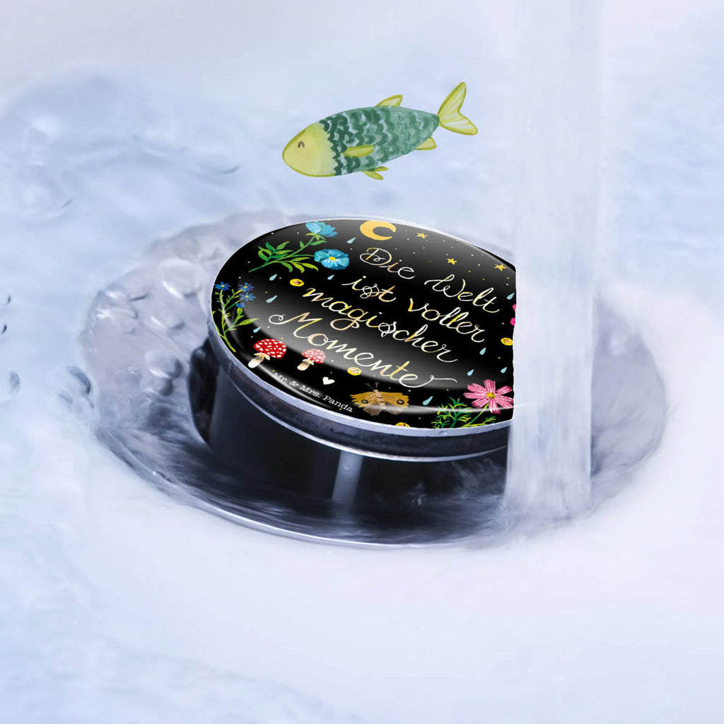 Sink plug Magic World washbasin, washbasin plugs, universal, Washbasin plugs, drain plugs, stoppers, drain set, Nature, joy of life, love, wisdom, magic, flowers, saying positive, black, Magic moments, saying beautiful, motivation, night