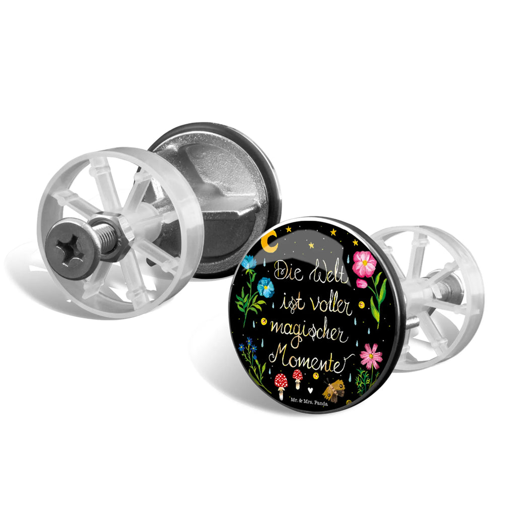 Sink plug Magic World washbasin, washbasin plugs, universal, Washbasin plugs, drain plugs, stoppers, drain set, Nature, joy of life, love, wisdom, magic, flowers, saying positive, black, Magic moments, saying beautiful, motivation, night