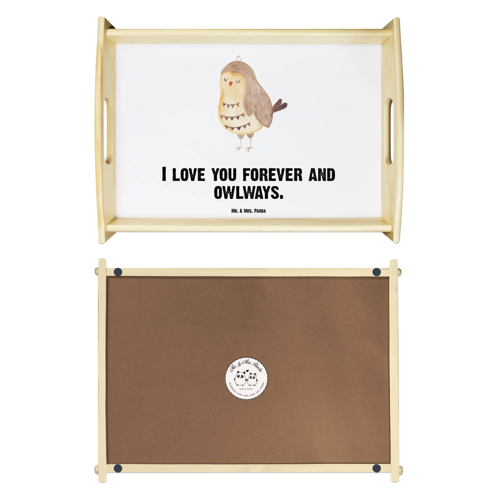 Serviertablett Eule Zufrieden Küchentablett, Dekotablett, Tablett, Serviertablett, Holztablett, Frühstückstablett, Eule, Owl, Wortspiel lustig, Eule deko, Romantisch, Spruch schön, Eule Spruch, Liebe Spruch, Geschenk Hochzeitstag