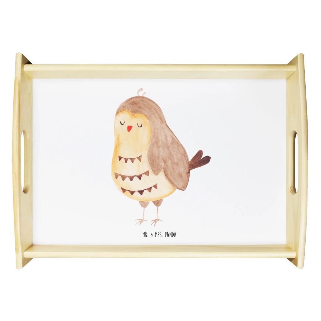 Serviertablett Eule Zufrieden Küchentablett, Dekotablett, Tablett, Serviertablett, Holztablett, Frühstückstablett, Eule, Owl, Wortspiel lustig, Eule deko, Romantisch, Spruch schön, Eule Spruch, Liebe Spruch, Geschenk Hochzeitstag