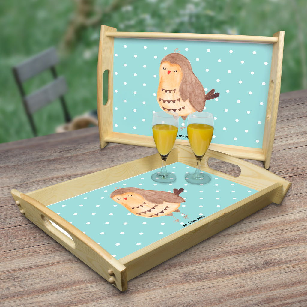 Serviertablett Eule Zufrieden Küchentablett, Dekotablett, Tablett, Serviertablett, Holztablett, Frühstückstablett, Eule, Owl, Wortspiel lustig, Eule deko, Romantisch, Spruch schön, Eule Spruch, Liebe Spruch, Geschenk Hochzeitstag