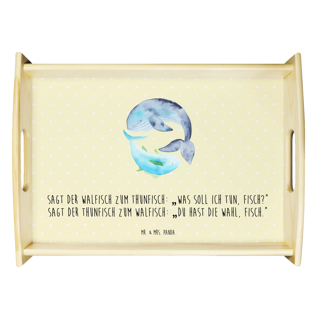 Serviertablett Walfisch & Thunfisch Küchentablett, Holztablett, Serviertablett, Dekotablett, Frühstückstablett, Tablett, Tiermotive, Gute Laune, lustige Sprüche, Tiere, Spruch lustig, Witz, Wortwitz lustig, Spruch des Tages, Flachwitz, Wal, Flachwitz Geschenk, Wahl, Tunfisch