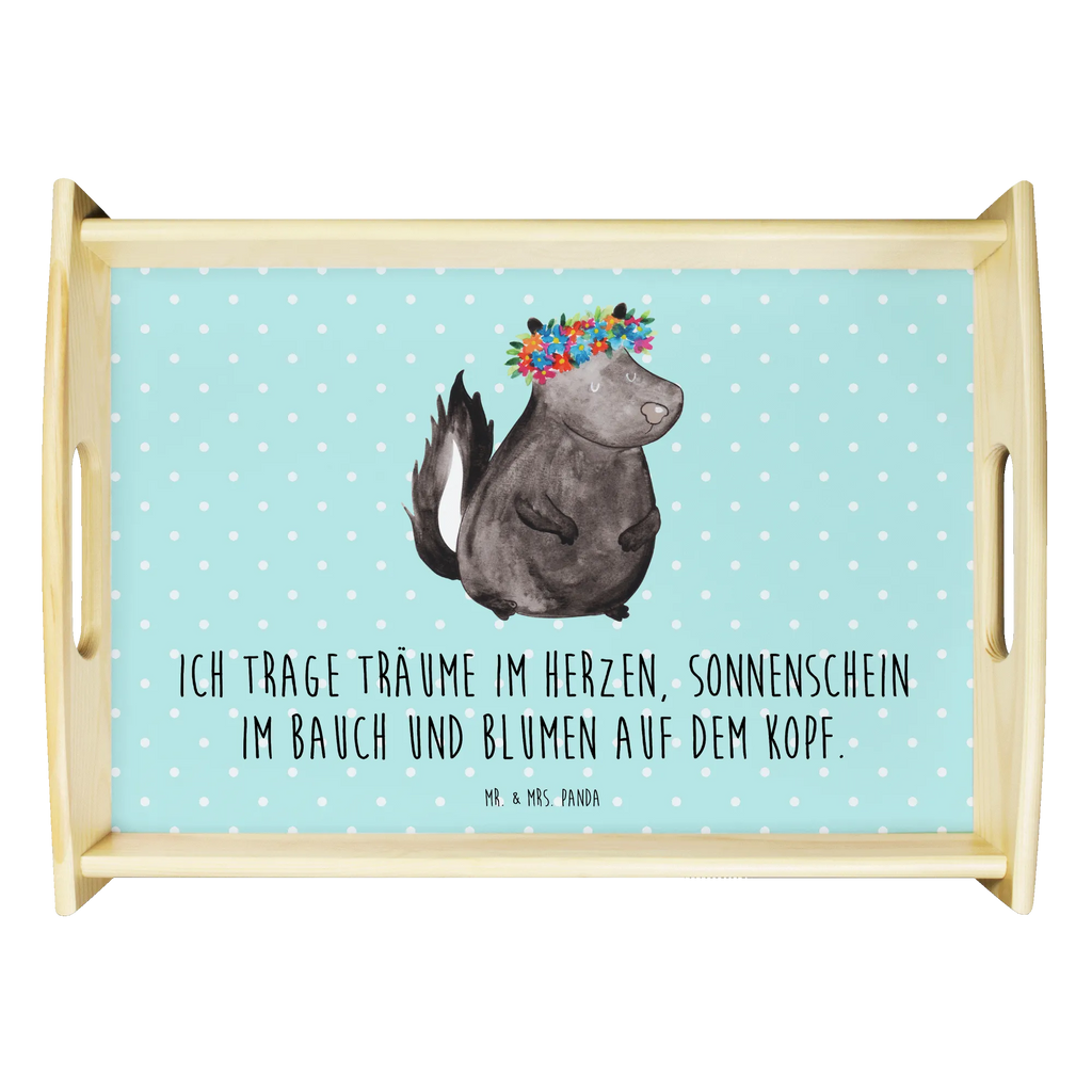 Serviertablett Stinktier Blumenmaedchen Holztablett, Küchentablett, Frühstückstablett, Dekotablett, Serviertablett, Tablett, Stinktier, Skunk, Namaste, Raubtier, Stinker, Stinki, Wildtier, Yoga