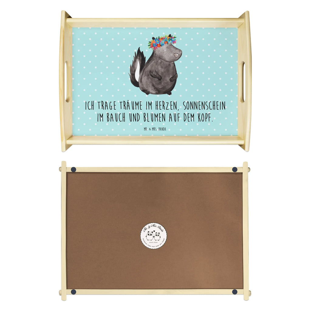 Serviertablett Stinktier Blumenmaedchen Holztablett, Küchentablett, Frühstückstablett, Dekotablett, Serviertablett, Tablett, Stinktier, Skunk, Namaste, Raubtier, Stinker, Stinki, Wildtier, Yoga