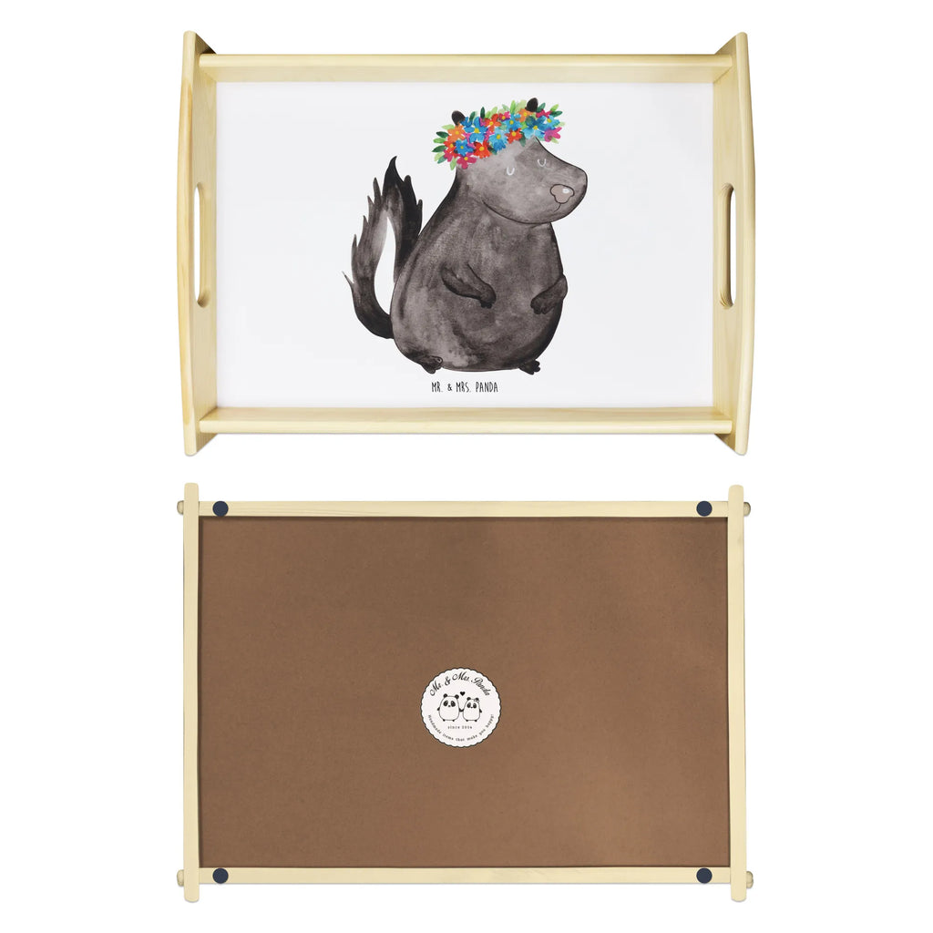 Serviertablett Stinktier Blumenmaedchen Holztablett, Küchentablett, Frühstückstablett, Dekotablett, Serviertablett, Tablett, Stinktier, Skunk, Namaste, Raubtier, Stinker, Stinki, Wildtier, Yoga