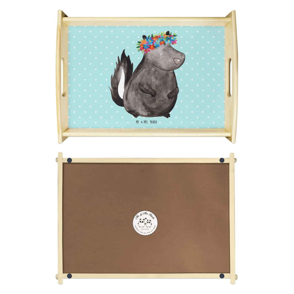 Serviertablett Stinktier Blumenmaedchen Holztablett, Küchentablett, Frühstückstablett, Dekotablett, Serviertablett, Tablett, Stinktier, Skunk, Namaste, Raubtier, Stinker, Stinki, Wildtier, Yoga