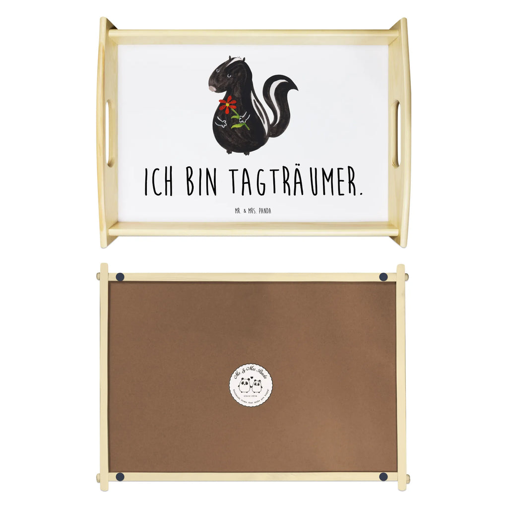 Serviertablett Stinktier Blume Tablett, Dekotablett, Holztablett, Küchentablett, Frühstückstablett, Serviertablett, Stinktier, Skunk, Dreams, Stinker, verträumt, Raubtier, Wildtier, Stinki, Tagträumer, Träume