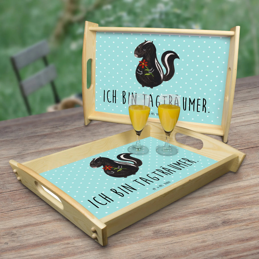 Serviertablett Stinktier Blume Tablett, Dekotablett, Holztablett, Küchentablett, Frühstückstablett, Serviertablett, Stinktier, Skunk, Dreams, Stinker, verträumt, Raubtier, Wildtier, Stinki, Tagträumer, Träume