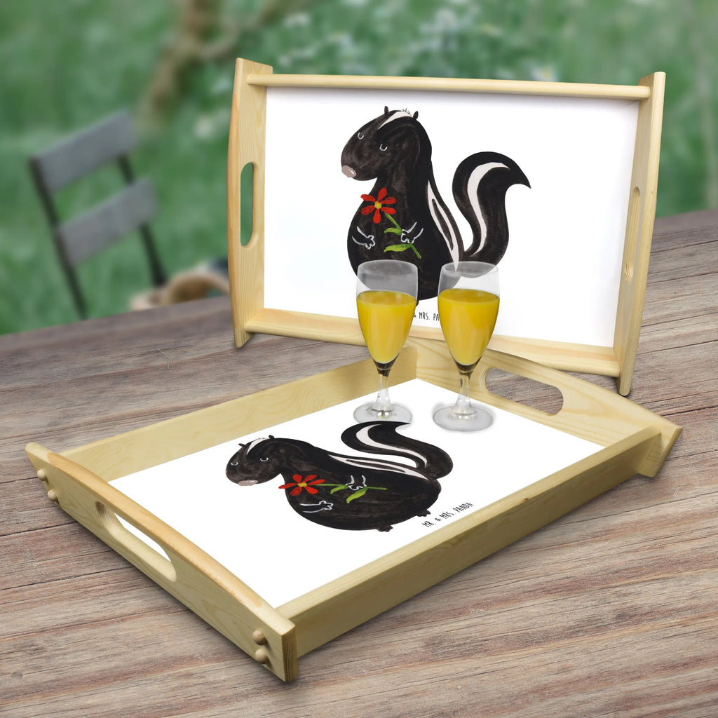 Serviertablett Stinktier Blume Tablett, Dekotablett, Holztablett, Küchentablett, Frühstückstablett, Serviertablett, Stinktier, Skunk, Dreams, Stinker, verträumt, Raubtier, Wildtier, Stinki, Tagträumer, Träume