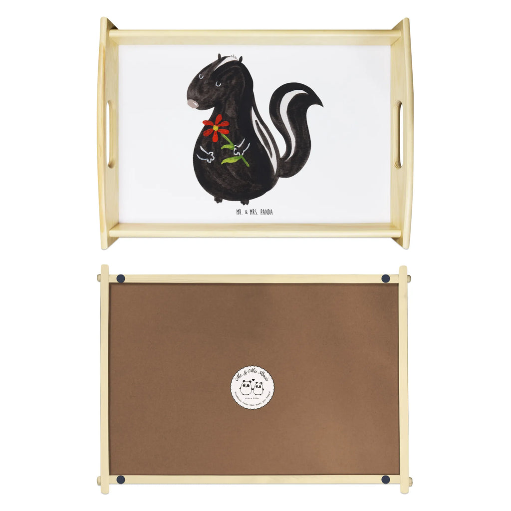 Serviertablett Stinktier Blume Tablett, Dekotablett, Holztablett, Küchentablett, Frühstückstablett, Serviertablett, Stinktier, Skunk, Dreams, Stinker, verträumt, Raubtier, Wildtier, Stinki, Tagträumer, Träume