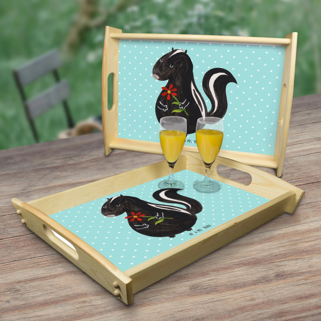 Serviertablett Stinktier Blume Tablett, Dekotablett, Holztablett, Küchentablett, Frühstückstablett, Serviertablett, Stinktier, Skunk, Dreams, Stinker, verträumt, Raubtier, Wildtier, Stinki, Tagträumer, Träume