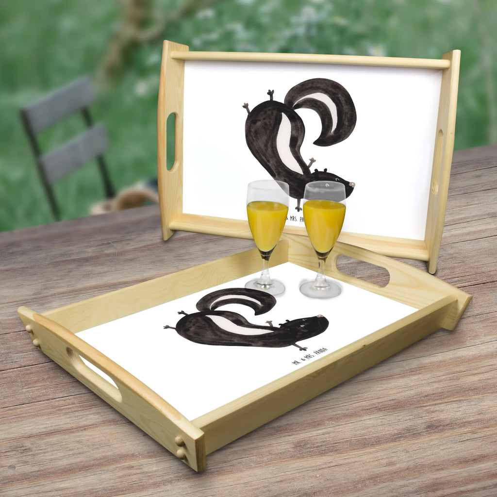 Serving tray skunk handstand tray, breakfast tray, kitchen tray, wooden tray, serving tray, Skunk, skunk, child, predator, playful, stink, wild animal, playground