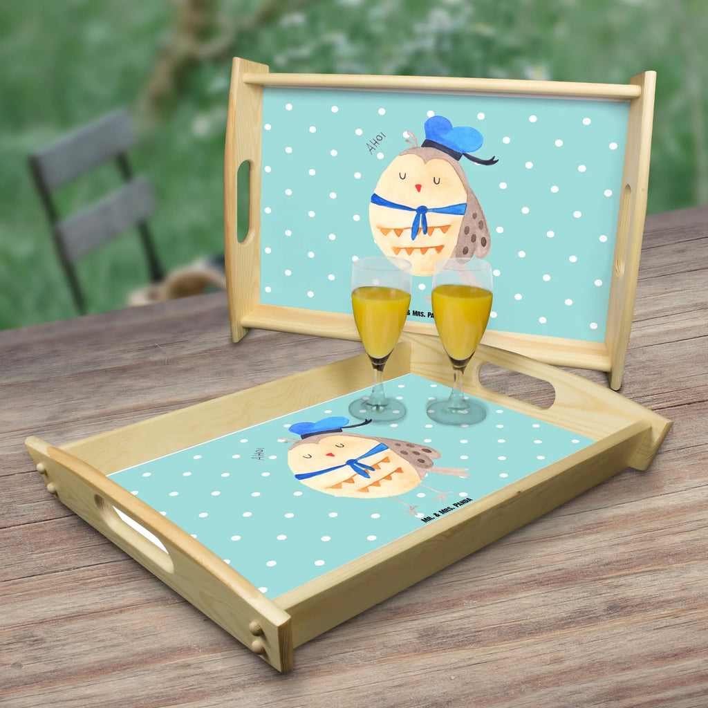 Serviertablett Eule Matrosen Holztablett, Tablett, Serviertablett, Küchentablett, Frühstückstablett, Dekotablett, Eule, Wortspiel lustig, Eule Deko, Owl, Seefahrer, Matrose, Freundin, Eule Spruch, Hochzeitstag Geschenk, Heimathafen, Ehe