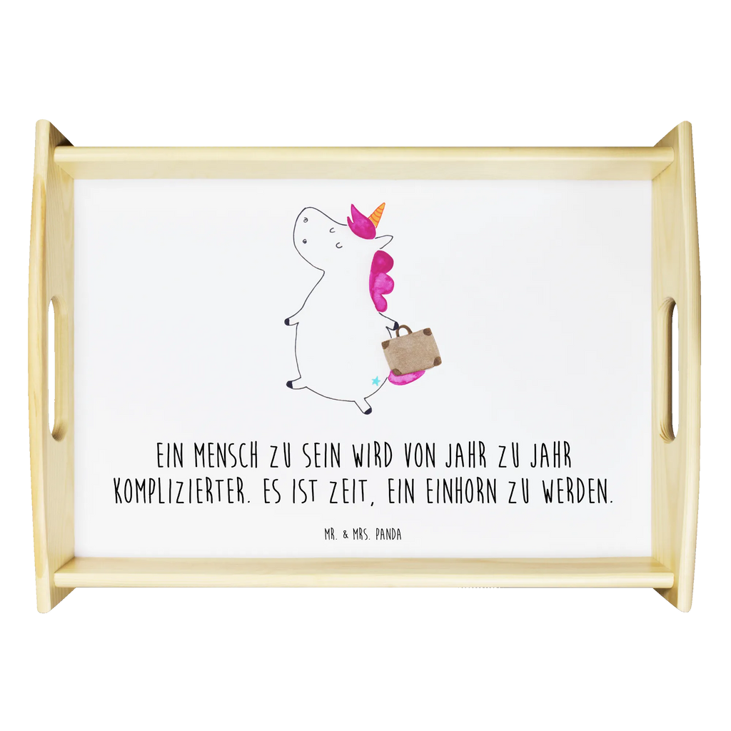 Serviertablett Einhorn Koffer Serviertablett, Küchentablett, Dekotablett, Frühstückstablett, Tablett, Holztablett, Einhorn, Einhörner, Einhorn Deko, Unicorn, Koffer, Kind, witzig, Erwachsen, lustig, unicorn, Spaß, Reise, albern, Abenteuer, Verreisen, Gepäck