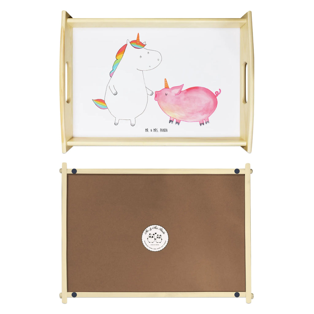 Serviertablett Einhorn + Schweinhorn Frühstückstablett, Holztablett, Küchentablett, Tablett, Dekotablett, Serviertablett, Einhorn, Einhörner, Einhorn Deko, Unicorn, Schweinchen, Freundschaft, Schweinhorn, Freundin, Schwein