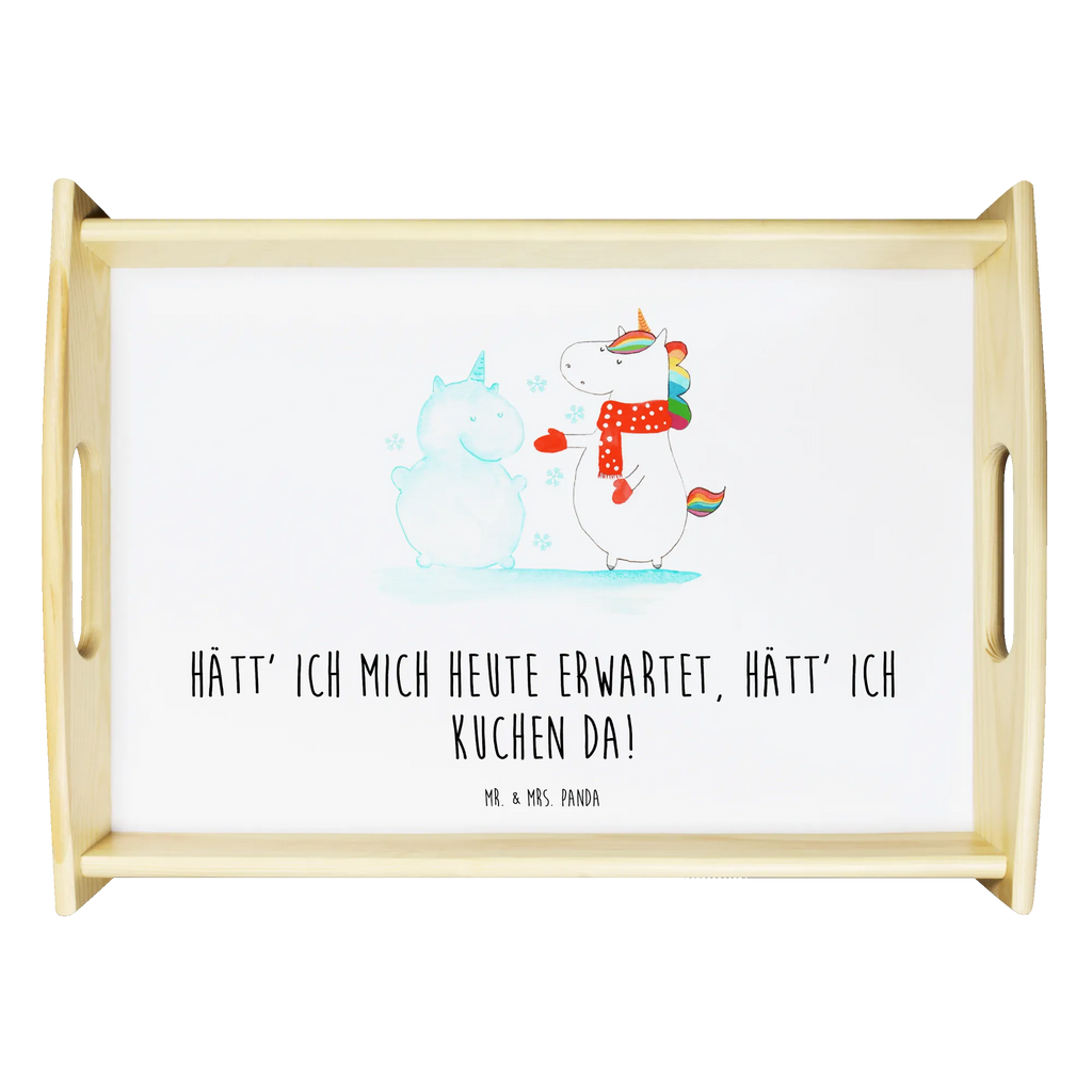 Serviertablett Einhorn Schneemann Holztablett, Serviertablett, Dekotablett, Frühstückstablett, Küchentablett, Tablett, Einhorn, Einhörner, Einhorn Deko, Unicorn, Schnee, Mütze, Handschuhe, X-Mas, Weihnachten, Kuchen, Winter, kalt, Schneemann