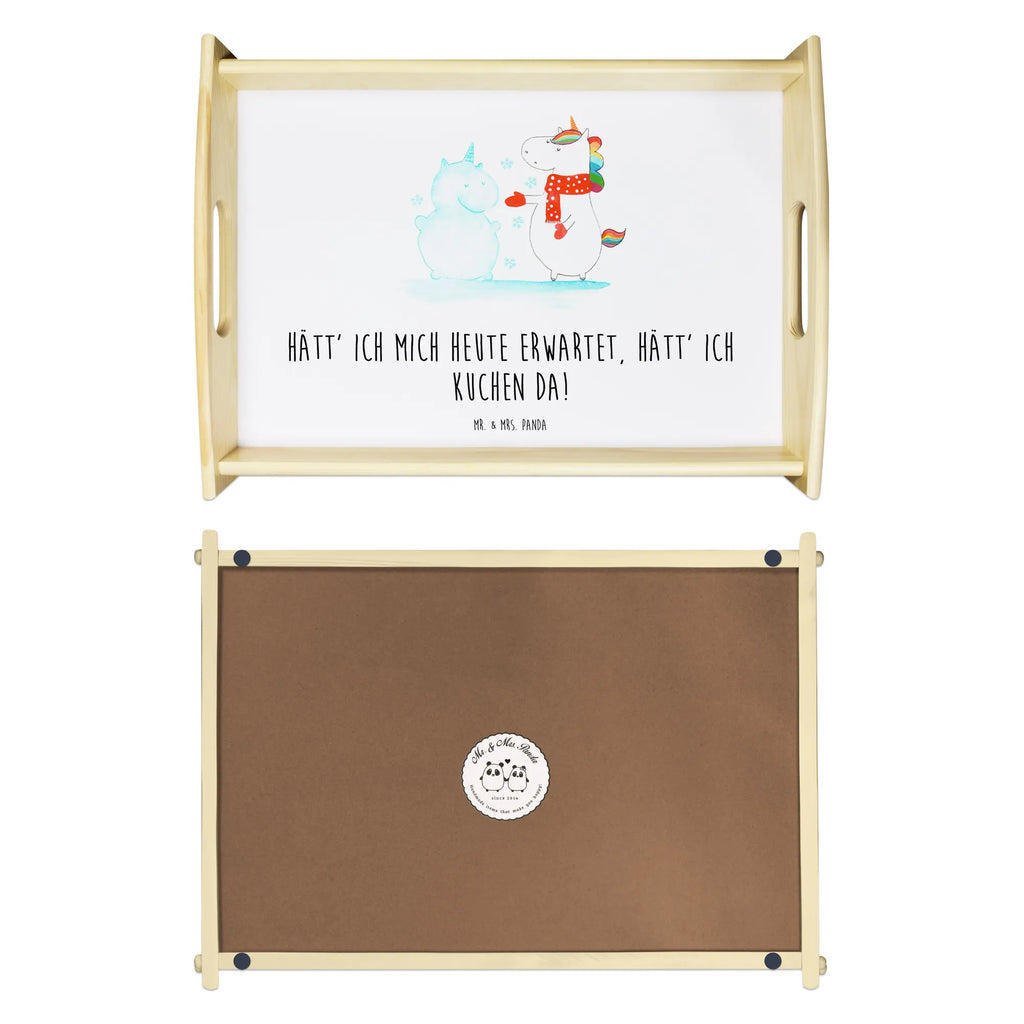 Serviertablett Einhorn Schneemann Holztablett, Serviertablett, Dekotablett, Frühstückstablett, Küchentablett, Tablett, Einhorn, Einhörner, Einhorn Deko, Unicorn, Schnee, Mütze, Handschuhe, X-Mas, Weihnachten, Kuchen, Winter, kalt, Schneemann