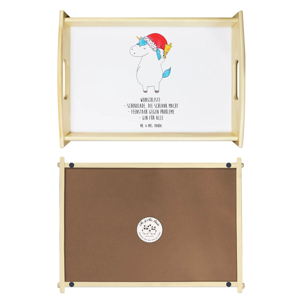 Serviertablett Einhorn Weihnachtsmann Frühstückstablett, Serviertablett, Holztablett, Tablett, Küchentablett, Dekotablett, Einhorn, Einhörner, Einhorn Deko, Unicorn, Schokolade, Weihnachten, Wunschliste, Schoki, Wunschzettel, Gin, Feenstaub, Weihnachtsmann, Nikolaus