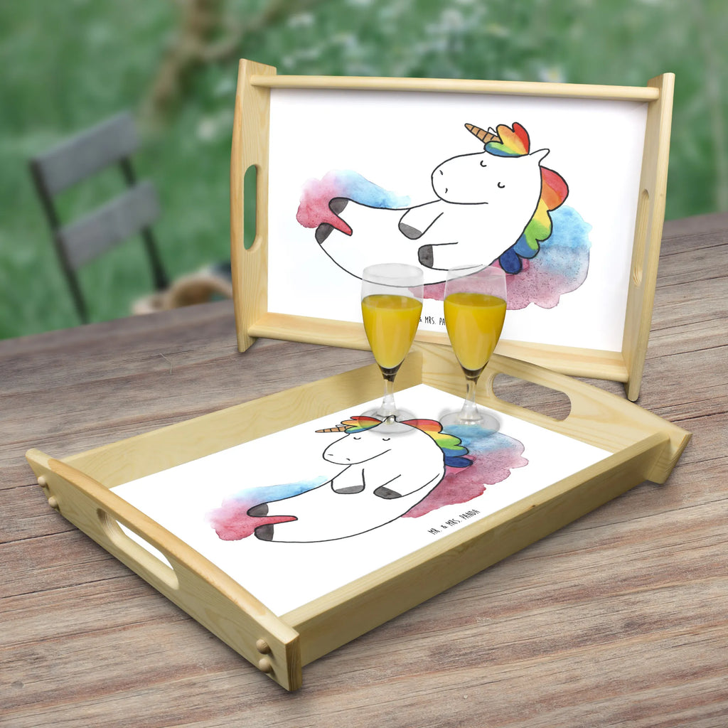 Serviertablett Einhorn Wolke 7 Serviertablett, Holztablett, Tablett, Küchentablett, Dekotablett, Frühstückstablett, Einhorn, Einhörner, Einhorn Deko, Unicorn, Geschenk, lustig, verliebt, Menschen, witzig, Glaube, Lächeln, Realität
