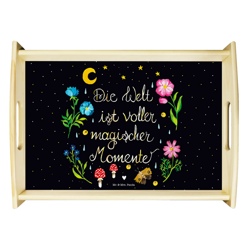Serving tray Magic World wooden tray, tray, serving tray, kitchen tray, breakfast tray, Nature, joy of life, love, motivation, black, night, saying positive, Magic moments, magic, saying beautiful, wisdom, flowers