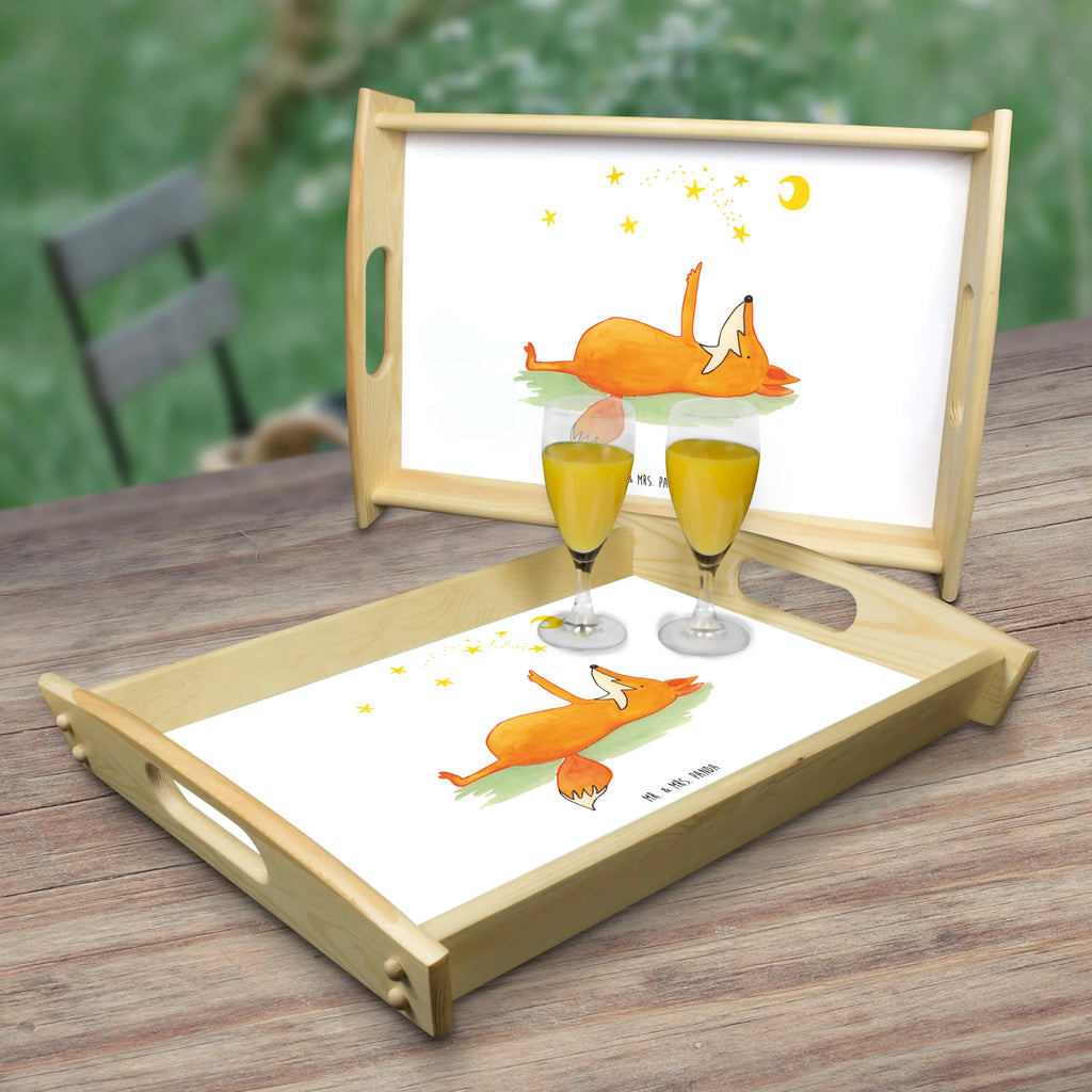Serviertablett Fuchs Sterne Frühstückstablett, Tablett, Serviertablett, Holztablett, Dekotablett, Küchentablett, Fuchs, Spruch positiv, Always Look on the Bright Side of Life, Füchse, tröstende Worte, Romantik, Spruch schön