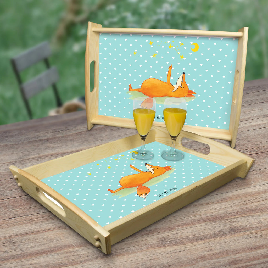 Serviertablett Fuchs Sterne Frühstückstablett, Tablett, Serviertablett, Holztablett, Dekotablett, Küchentablett, Fuchs, Spruch positiv, Always Look on the Bright Side of Life, Füchse, tröstende Worte, Romantik, Spruch schön