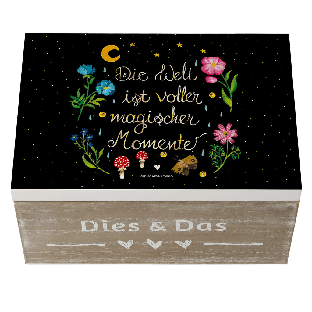 Wooden chest Magic World memory box, treasure chest, decorative box, storage box, XXL, chest, Wooden box, casket, box, Nature, joy of life, love, wisdom, night, flowers, black, saying positive, magic, Magic moments, motivation, saying beautiful